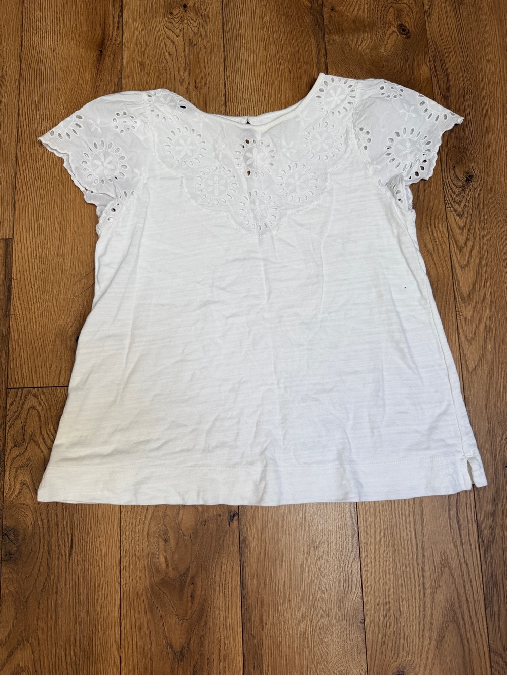 LOFT White Eyelet Sleeve Tee Top - Picture 2 of 4